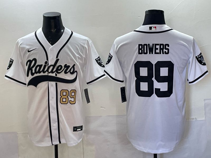 Men 2025 Oakland Raiders #89 Bowers white 3th generation Joint Name Nike Limited NFL Jersey style 003